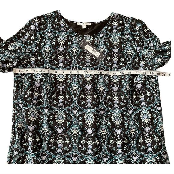 NWT DownEast Green Geo Tie Sleeve Shift Dress Size Medium New With Tag - Picture 9 of 14